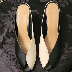 Elegant Black and Cream Women's Slingback Shoes